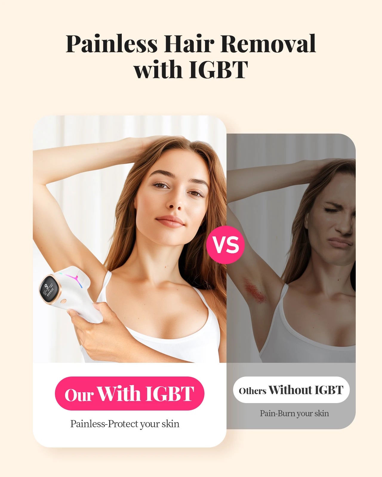 Flashes IPL Hair Removal Body Bikini and Facial Areas Painless Permanent
